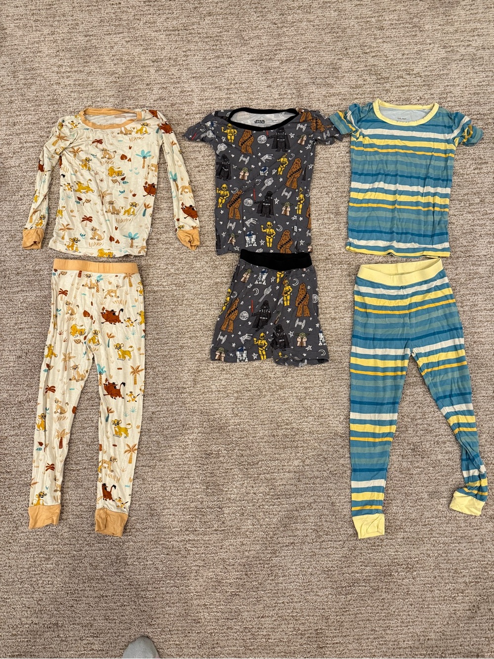 Little Sleepies Multi-Pattern Pajama bundle. Star Wars and Lion king